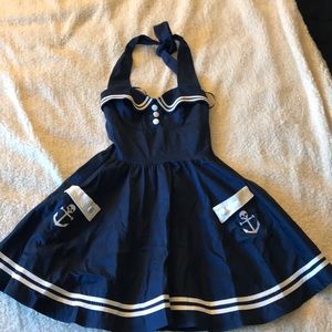 Halter navy dress.